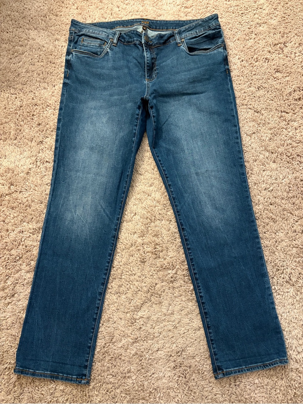 Women's Blue Straight-Leg Boyfriend Jeans with Stretch
